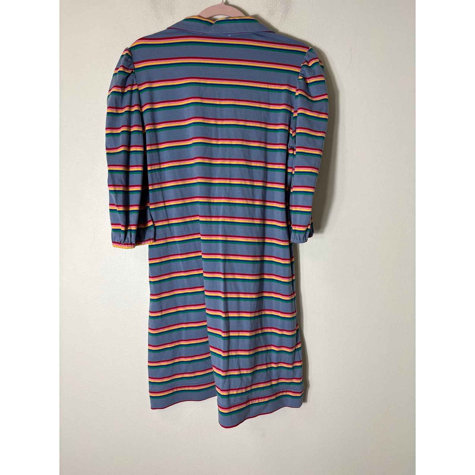 Buru Rainbow Striped Cotton Shirt Dress Sz M