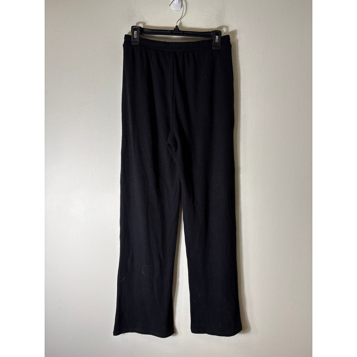 Splendid Black Waffle Knit Drawstring Lounge Pants Sz M