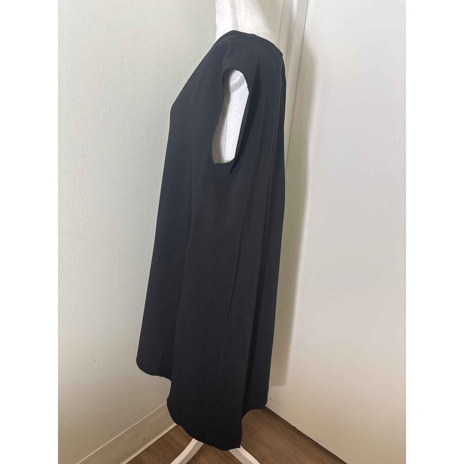 Rachel Rachel Black Sleeveless V-Neck Hi Low Hem Midi Dress Sz L