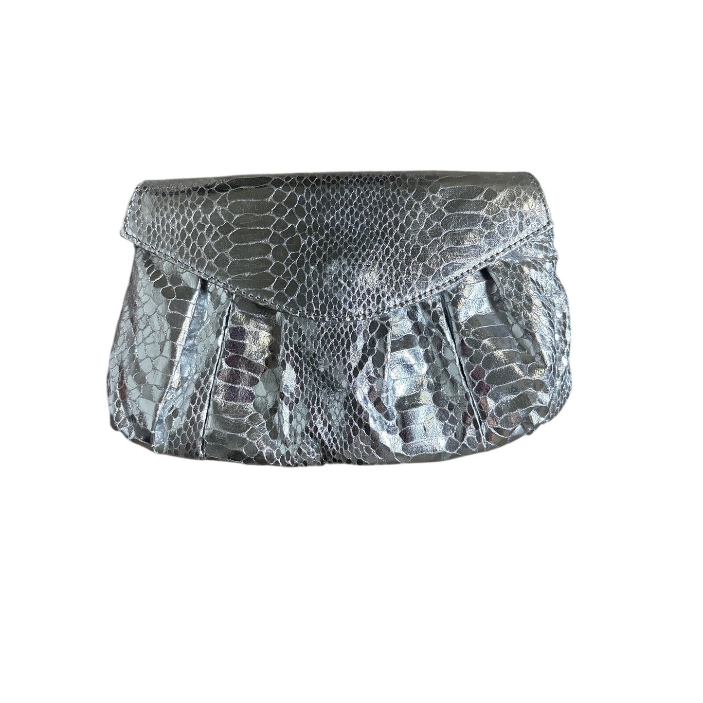 Carlos Falchi Silver Snake Skin Crossboy bag/Clutch Purse Sz 10"x6"