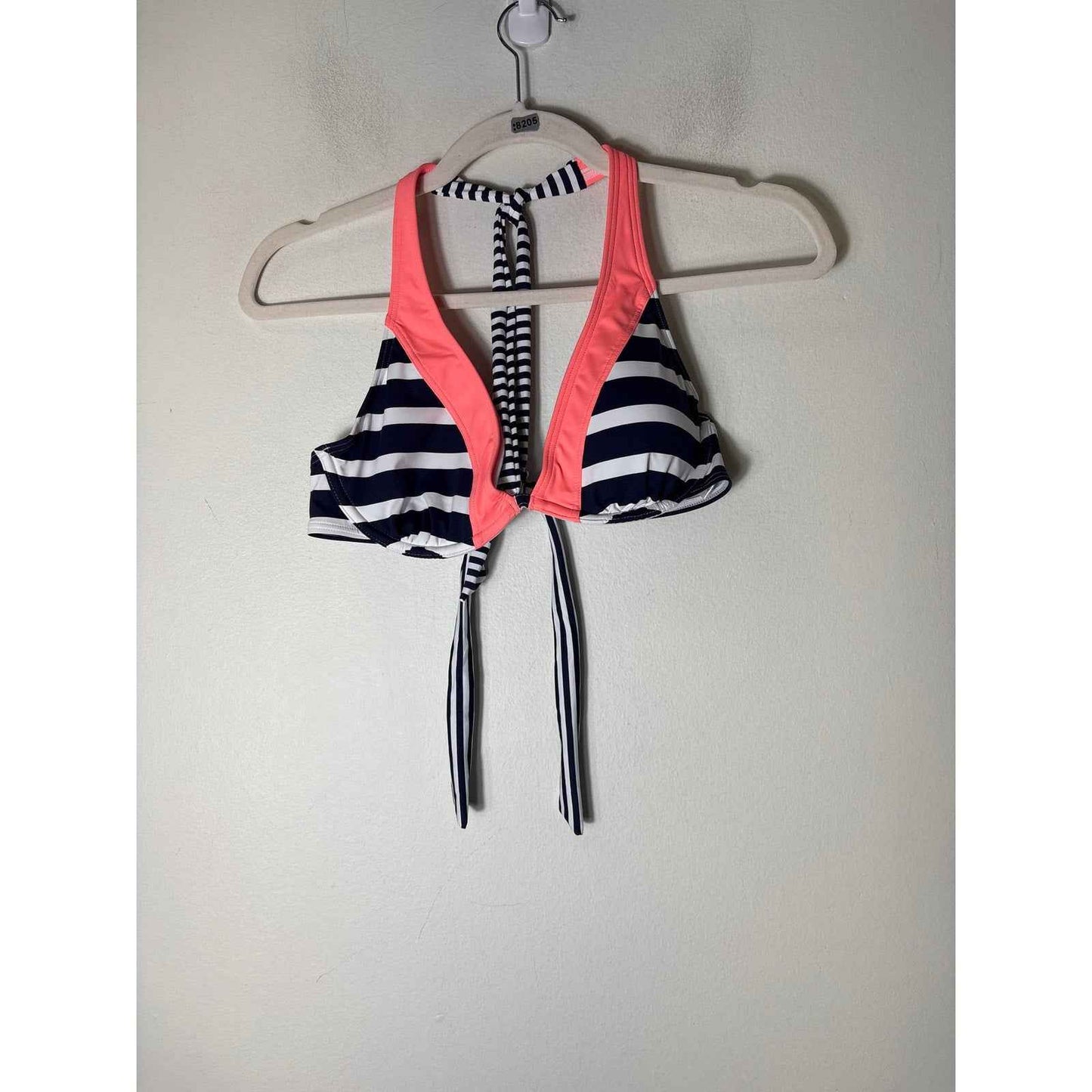 New W Liner Ascana for Venus Navy Striped W/ Coral Trim Bikini Sz 6 Bottoms, 34B