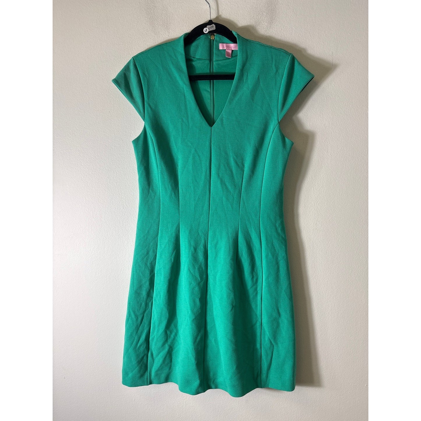 Lilly Pullitzer Green Cap Sleve Fitted V Neck Dress Sz L