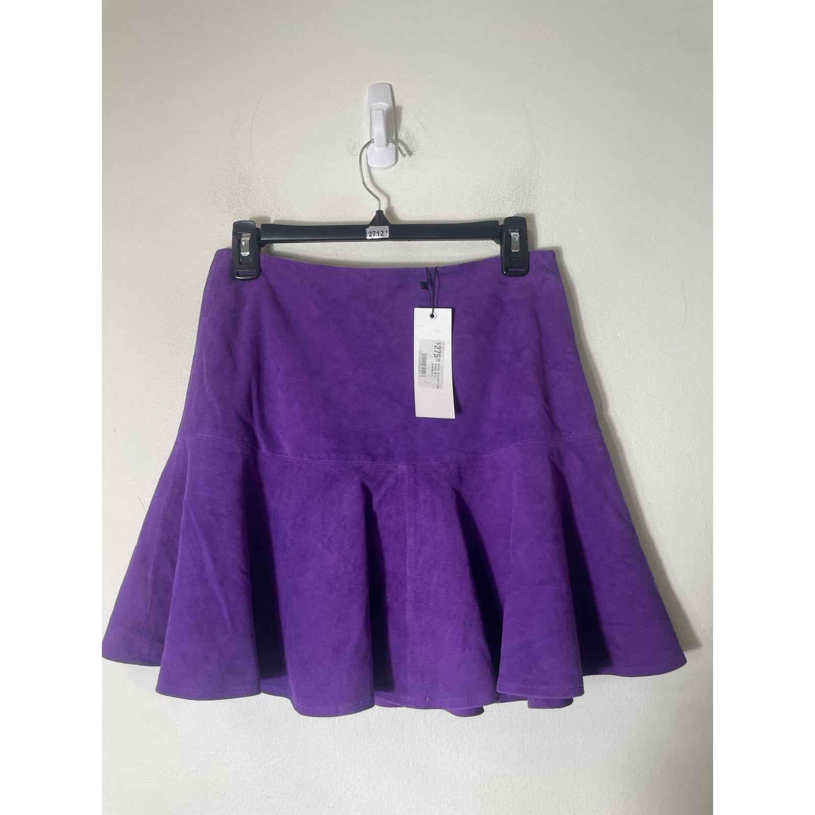 NWT Karina Grimaldi Ina Amethyst Suede Skirt Sz S