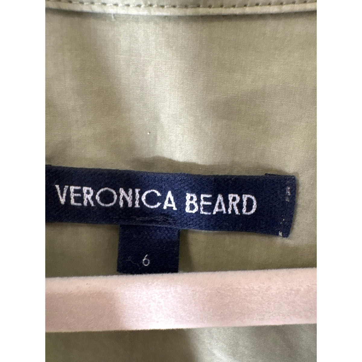 Veronica Beard Moss Green 3/4 Ruched Sleeve Button Up Cotton Shirt Sz 6
