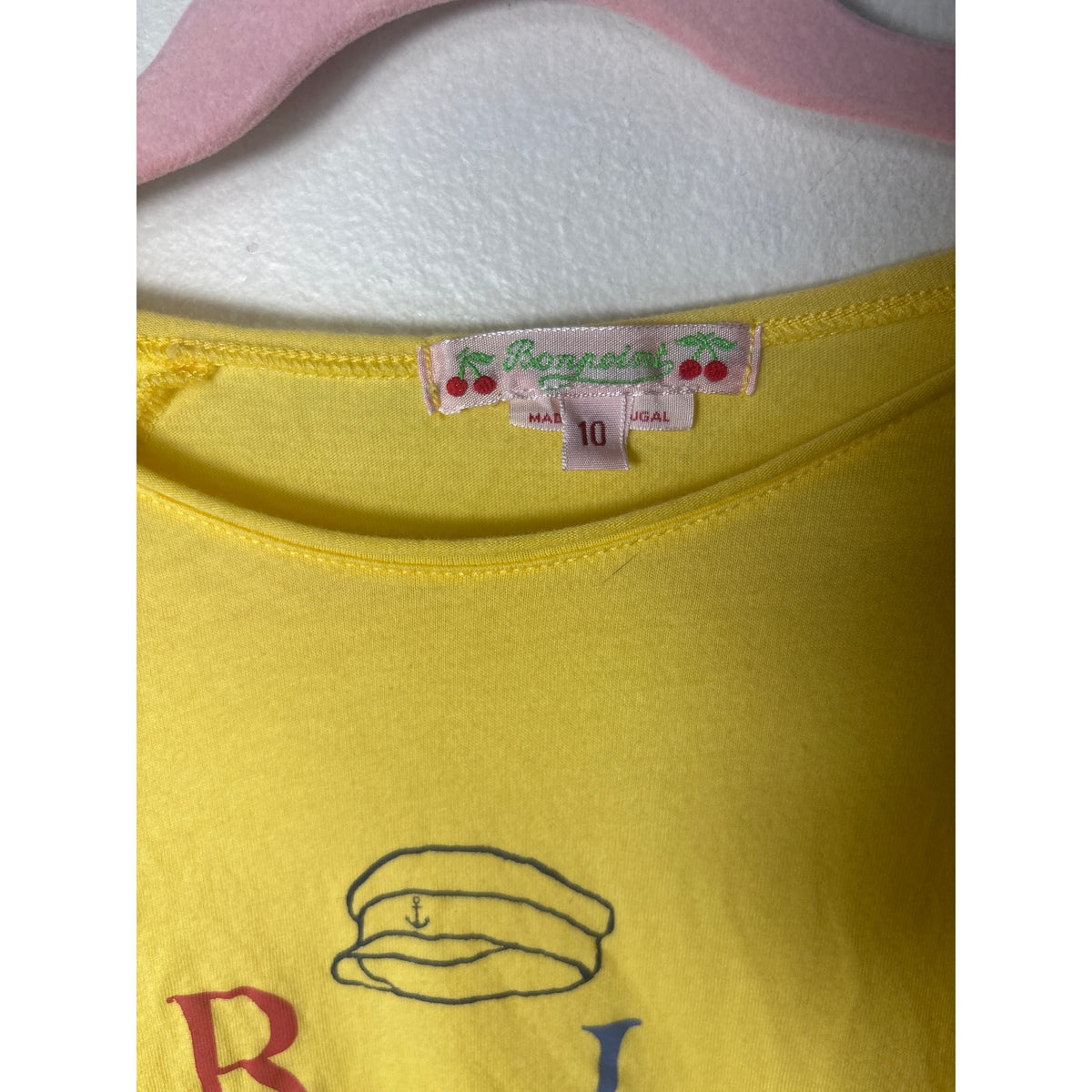 Girls Bonpoint Yellow Riviera Cap Sleeve Cotton T-Shirt Sz 10