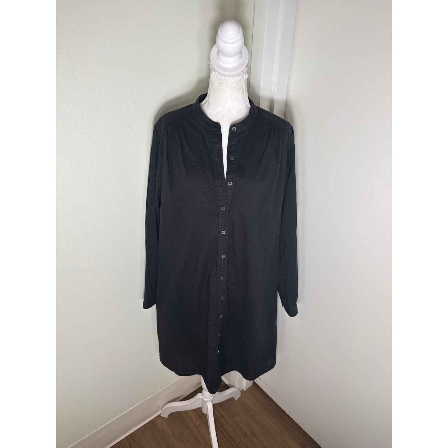 Xirena Black Cotton Shirt Dress Sz M