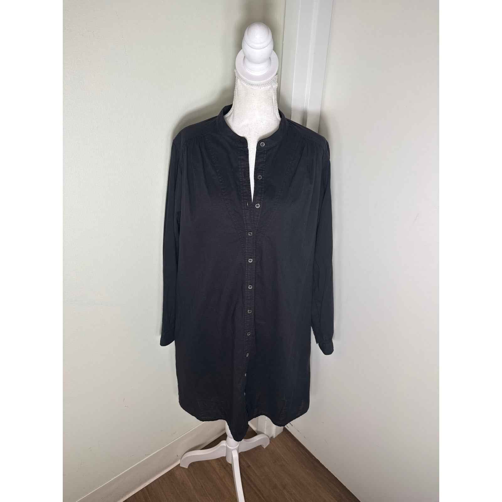 Xirena Black Cotton Shirt Dress Sz M