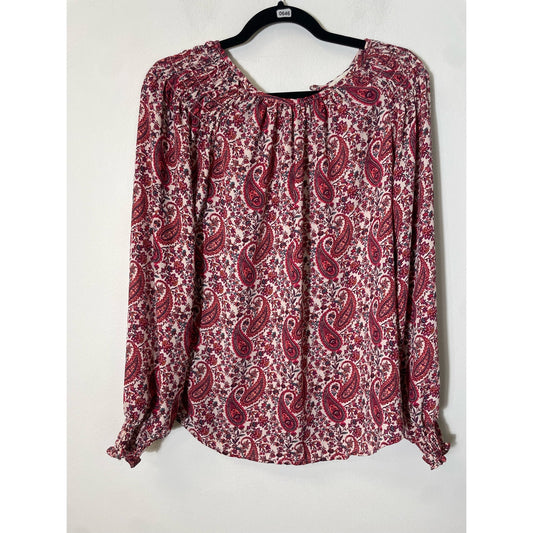 Alex And Lili White/Red Paisley Shirt Sz S
