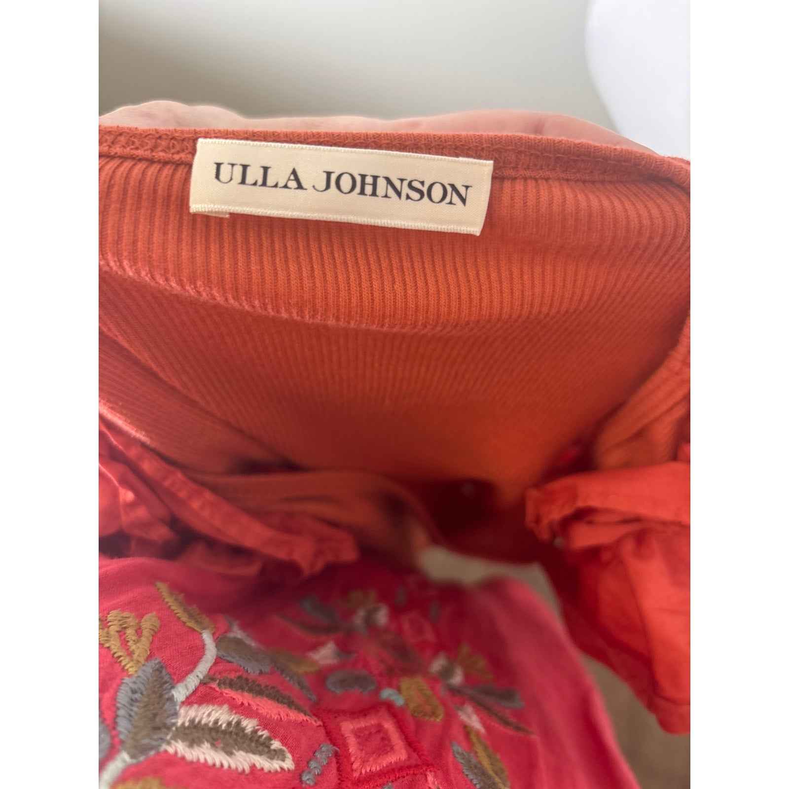 Ulla Johnson Dark Orange Mixed Media Cotton Sleeveless Ribbed Tank Sz XS