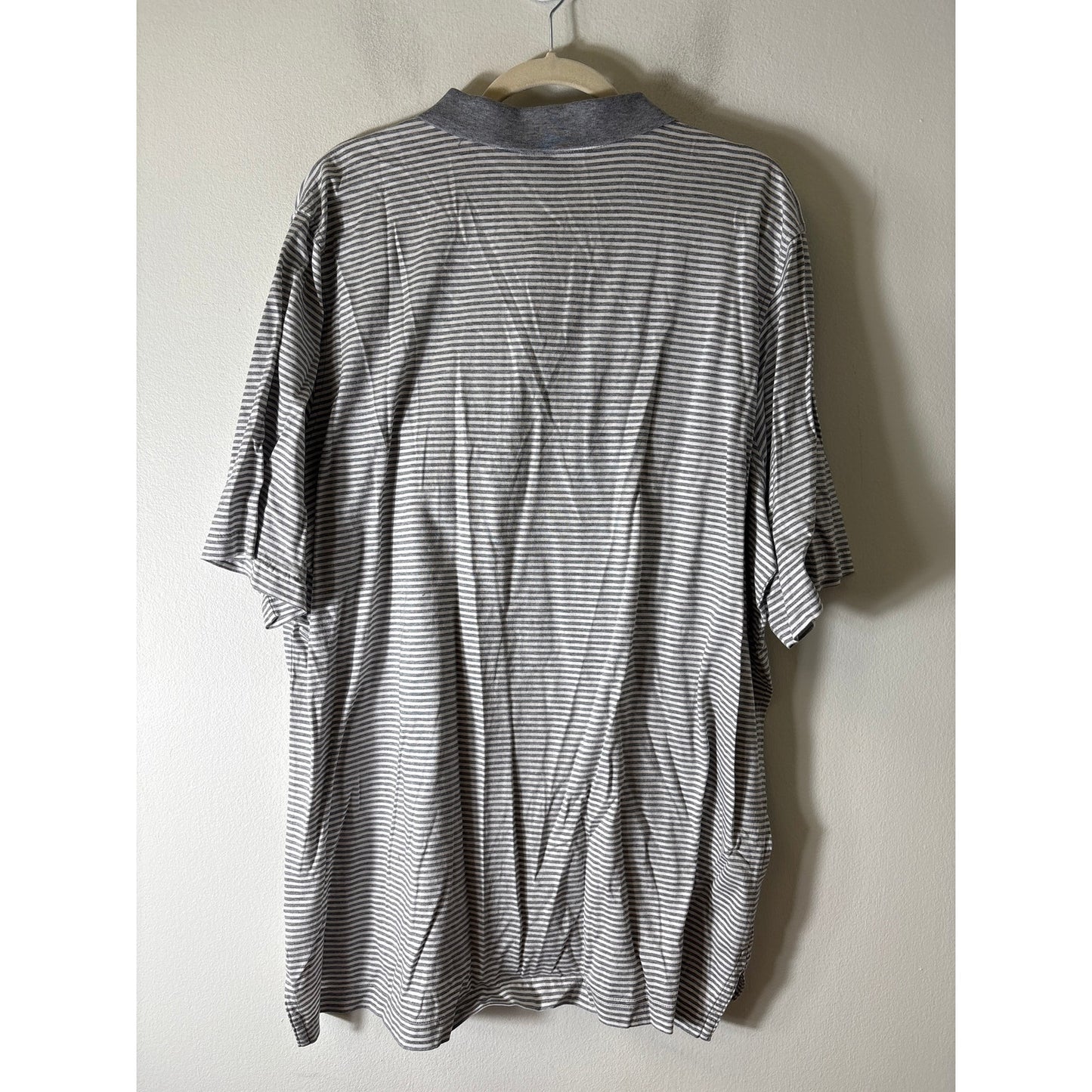 Mens Fairway & Greene Gray/White Stripe Golf Shirt Sz XXL