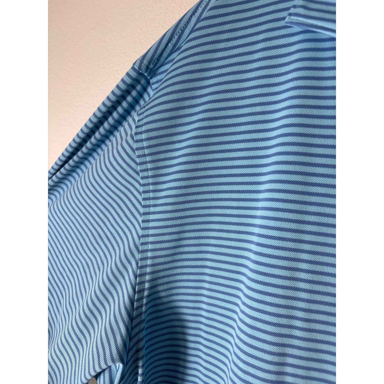 Mens Peter Millar Teal and Blue Stripe Polo Sz XL