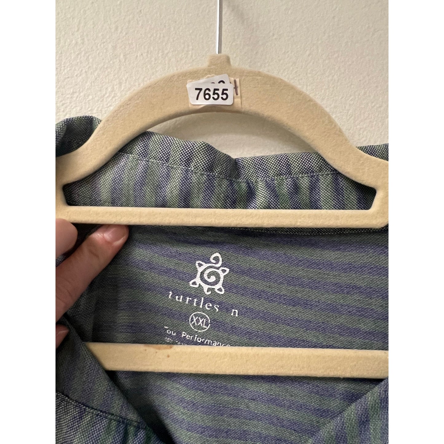 Turtleson Mens Green and Blue Stripe Polo Shirt Sz XXL