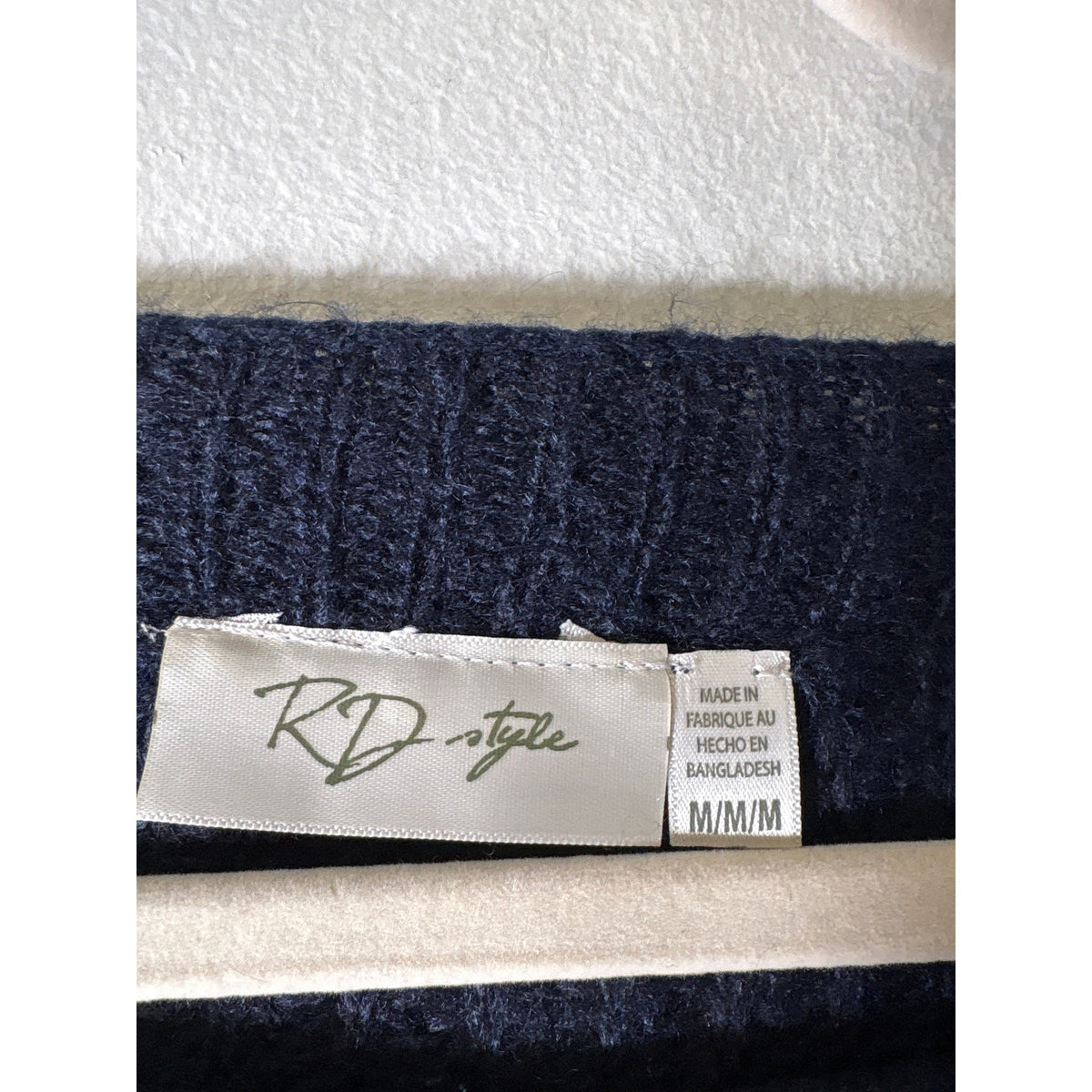 RD Style Navy Blue Wide Neck Flare Sleeves Sweater Sz M