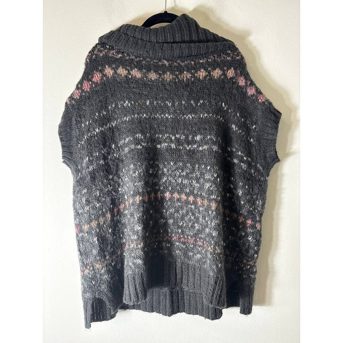 Free People Charcoal Sleeveless Cowl Neck Kit Sweater Sz S