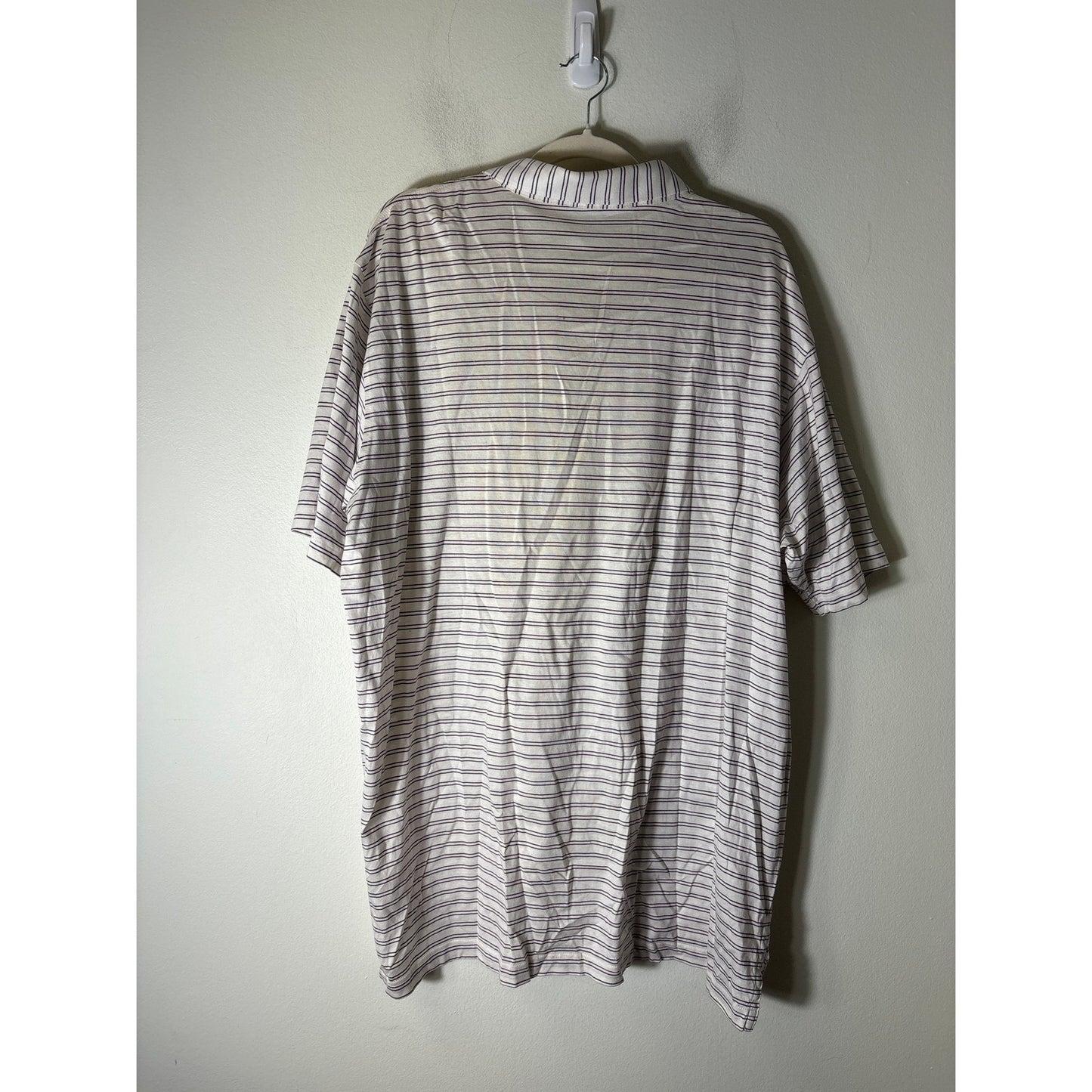 Mens Peter Millar Purple Stripe Short Sleeve Polo Style Shirt Sz XXL