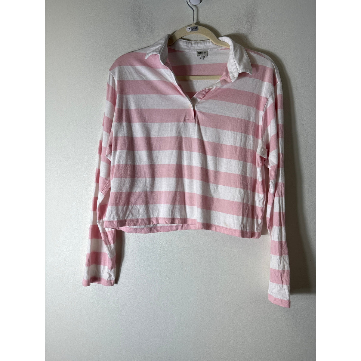 Kule Pink and White Stripe Long Sleeve Cotton Shirt Sz S