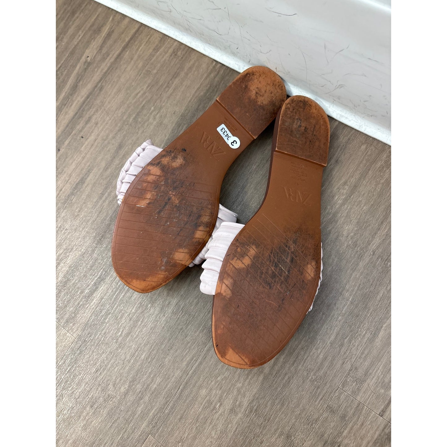 Zara Light Pink Bow Slides Sz 10.5