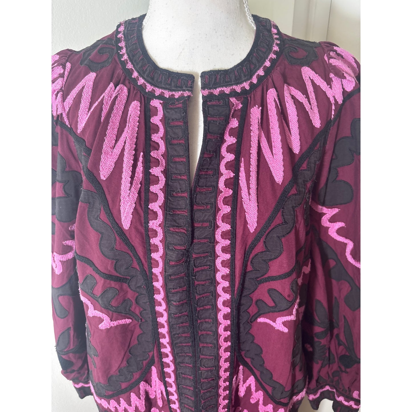 Sea Eggplant Embroidered Maxi Dress Sz L