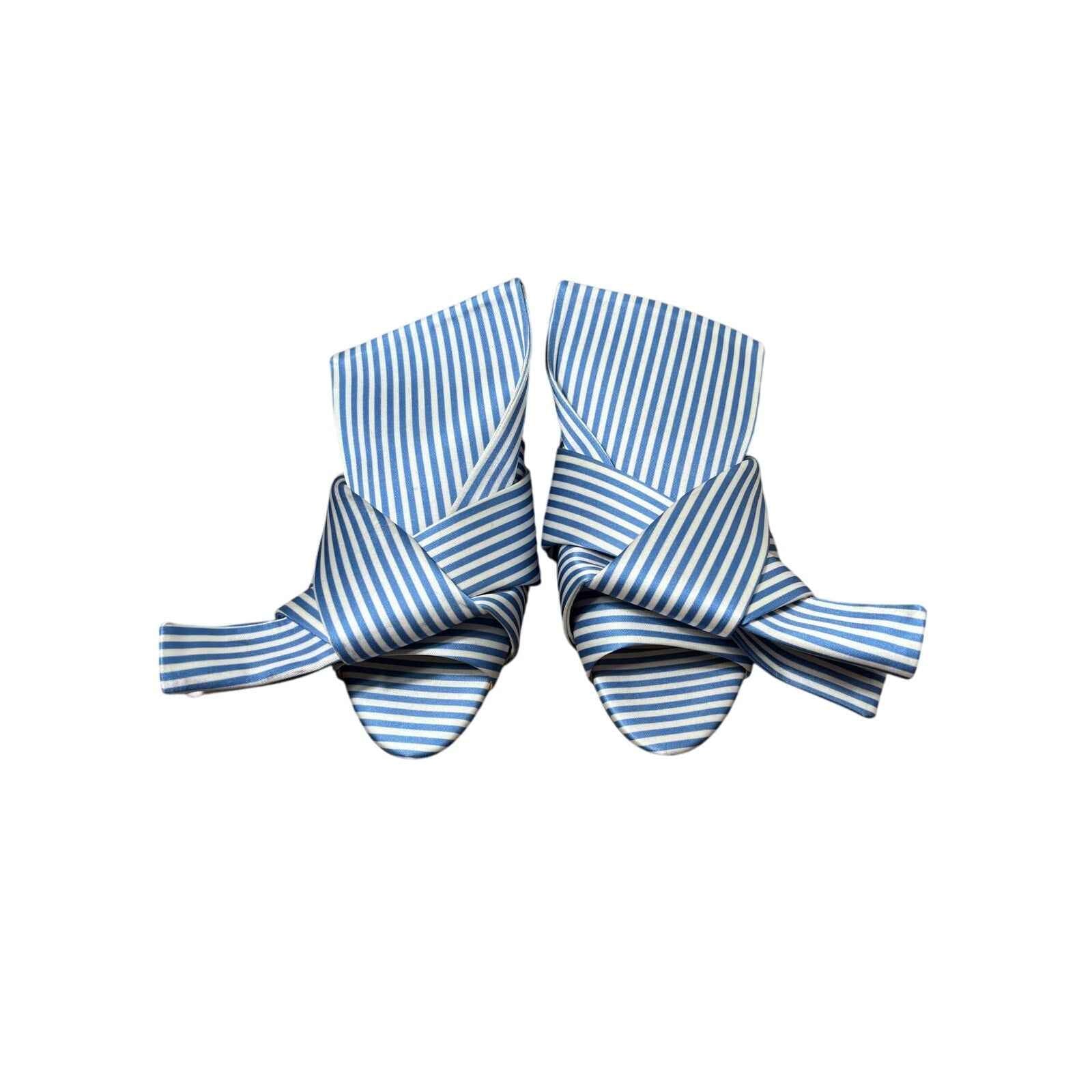 No 21 Blue and White Stripe Knotted Flats Sz 40 (9.5)
