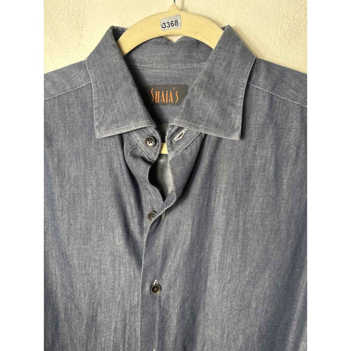 Men's Shaia's Dark Blue Long Sleeve Button Down Shirt Sz L