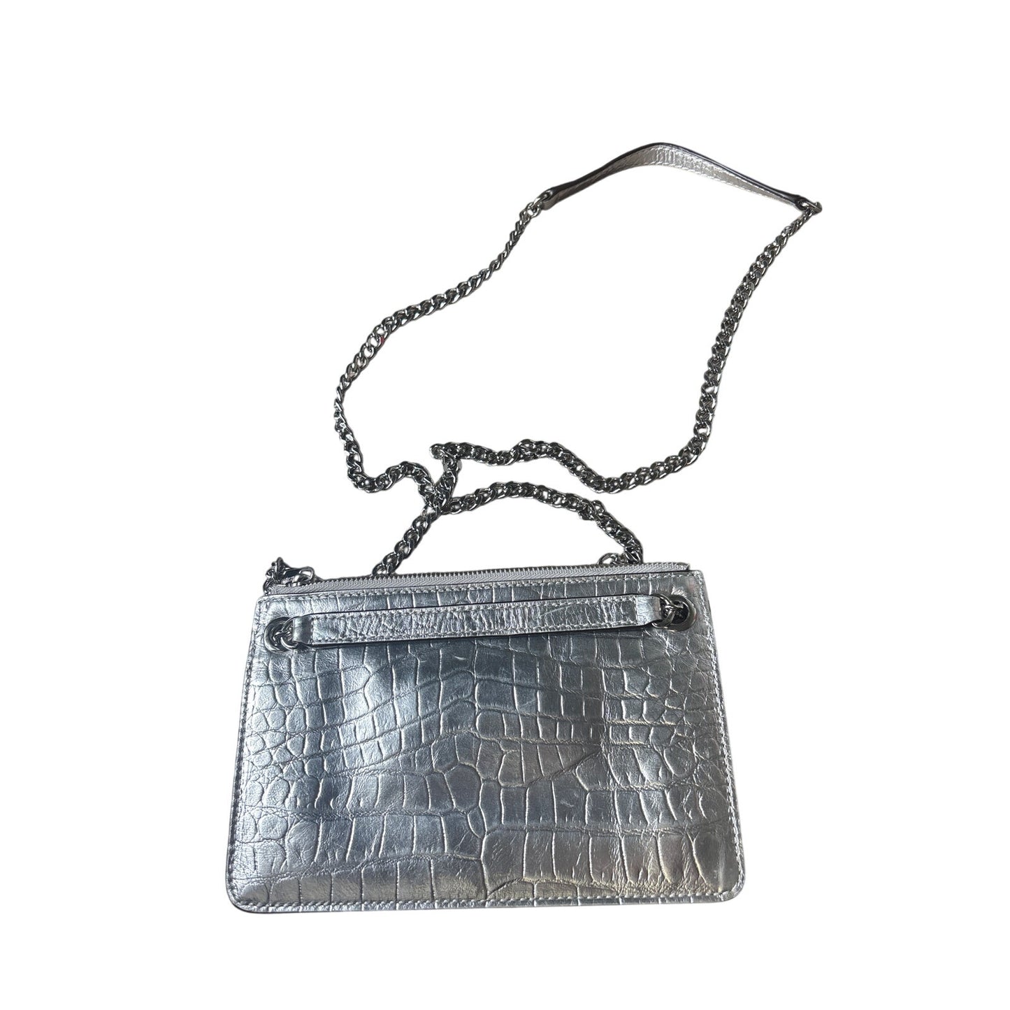 Michael Kors Metallic Silver Faux Croc Crossbody Purse