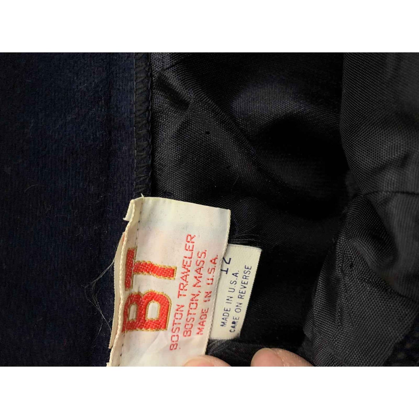 Vintage Boston Traveler Navy Blue Wool Blend Trousers Sz 12