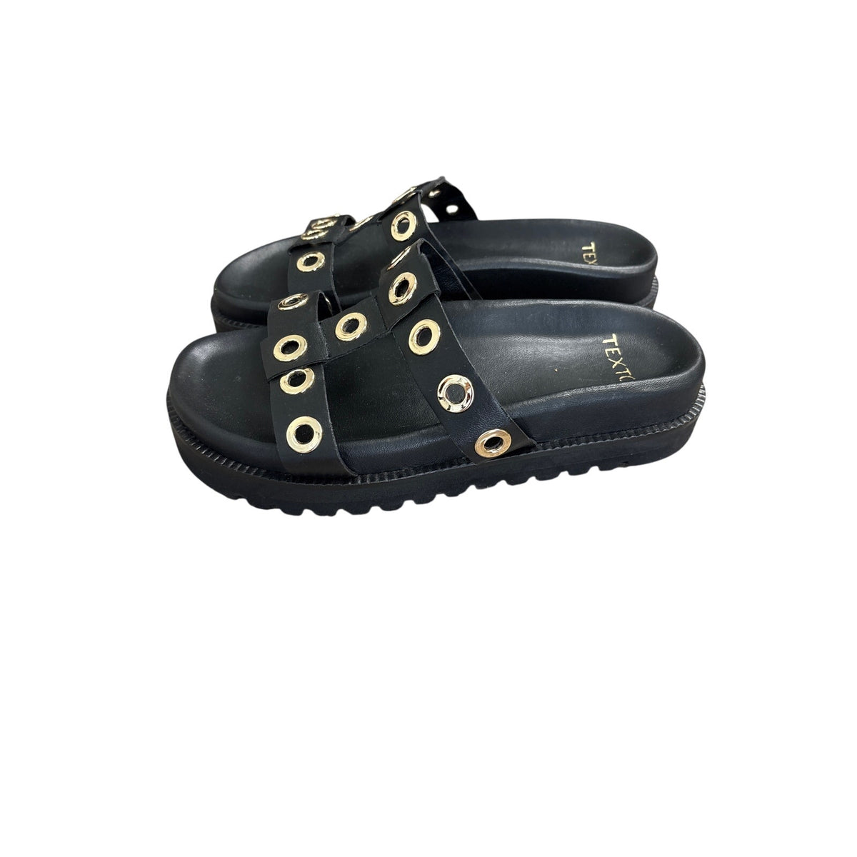 Texto Black Gold Ring Sandals Sz (Fits like) 8