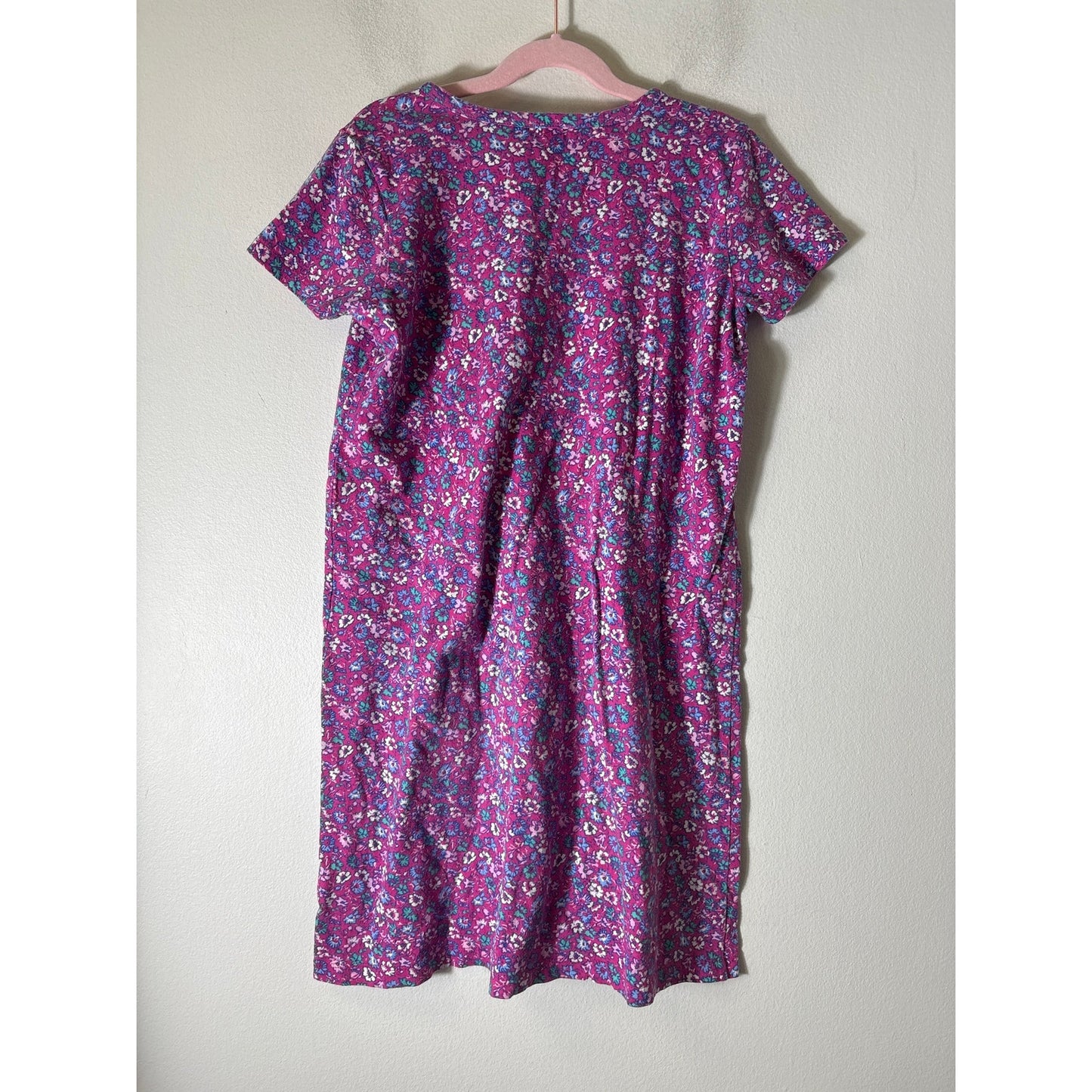 Girls Crewcuts Pink Floral Short Sleeve Cotton Dress Sz 10-11