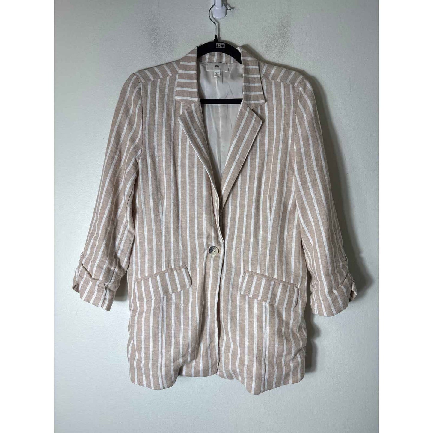 Boston Proper Tan and Cream Striped Jacket Sz XS