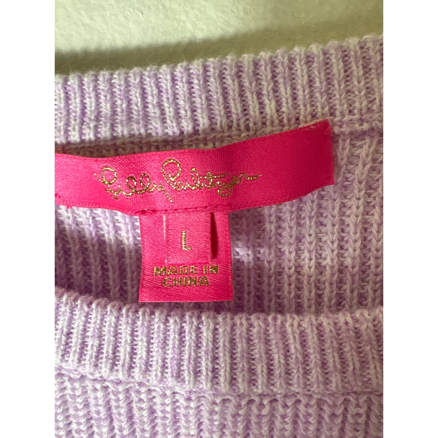 Lilly Pulitzer Lavender Long Sleeve  Knit Sweater Sz L