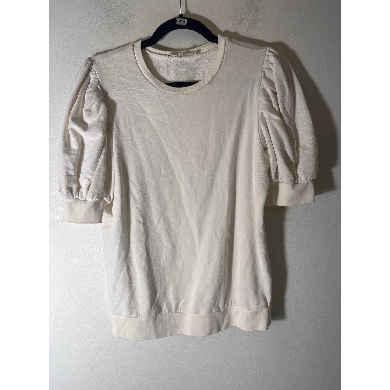 Frame Off White Half Puff Sleeve Cotton Top Sz M