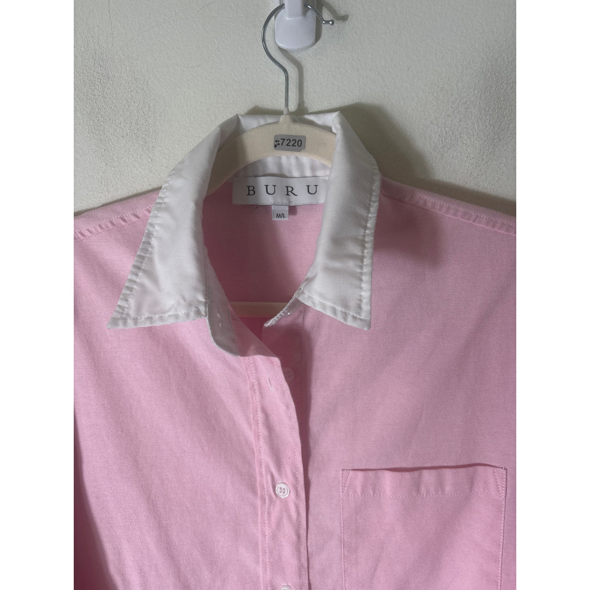 Buru Pink With White Collar Shirt/Dress Sz M/L
