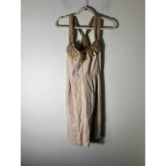 J Crew Beige Cotton Sleeveless Knee Length Dress Size 6