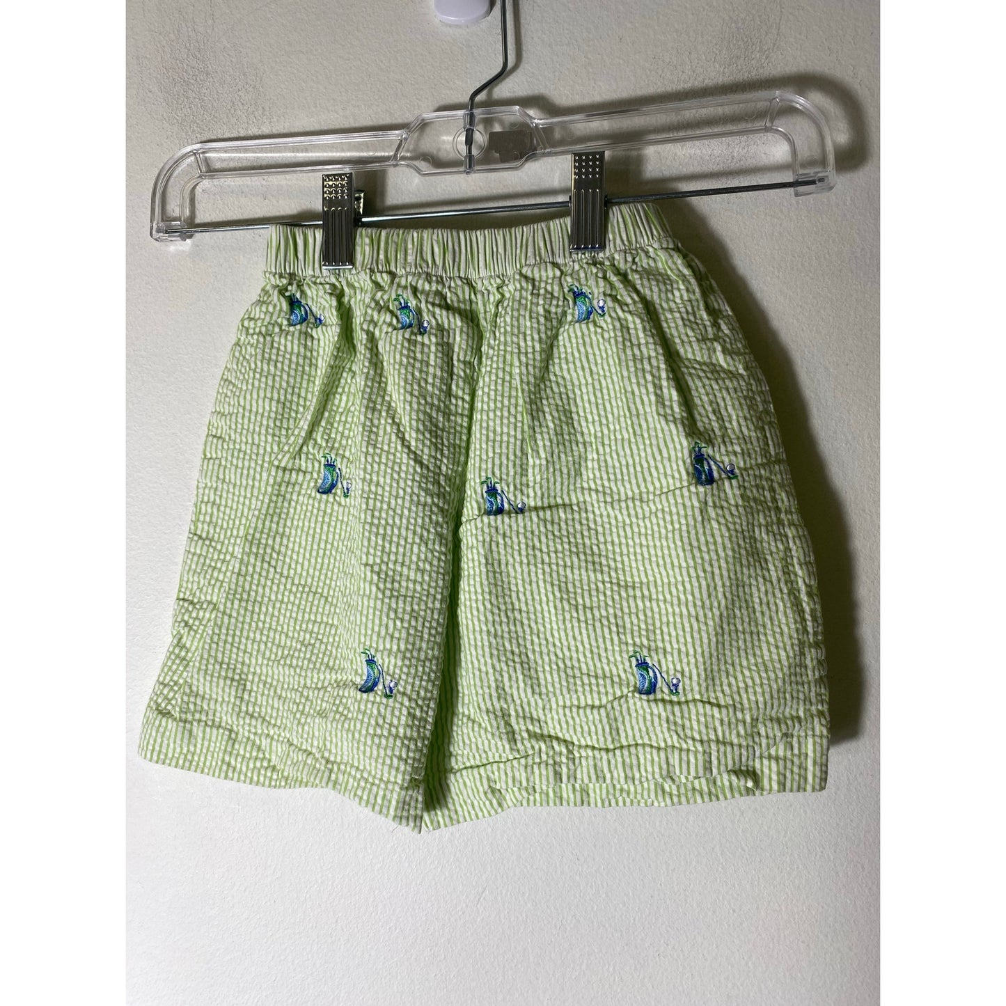 Mondays Child Green Seersucker Golf Shorts Sz 4T