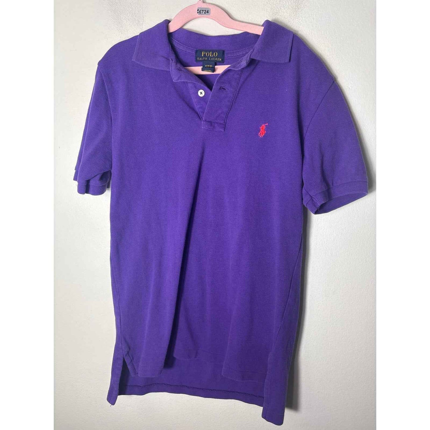 Boy's Purple Polo Short Sleeve Cotton Shirt Sz M (10-12)