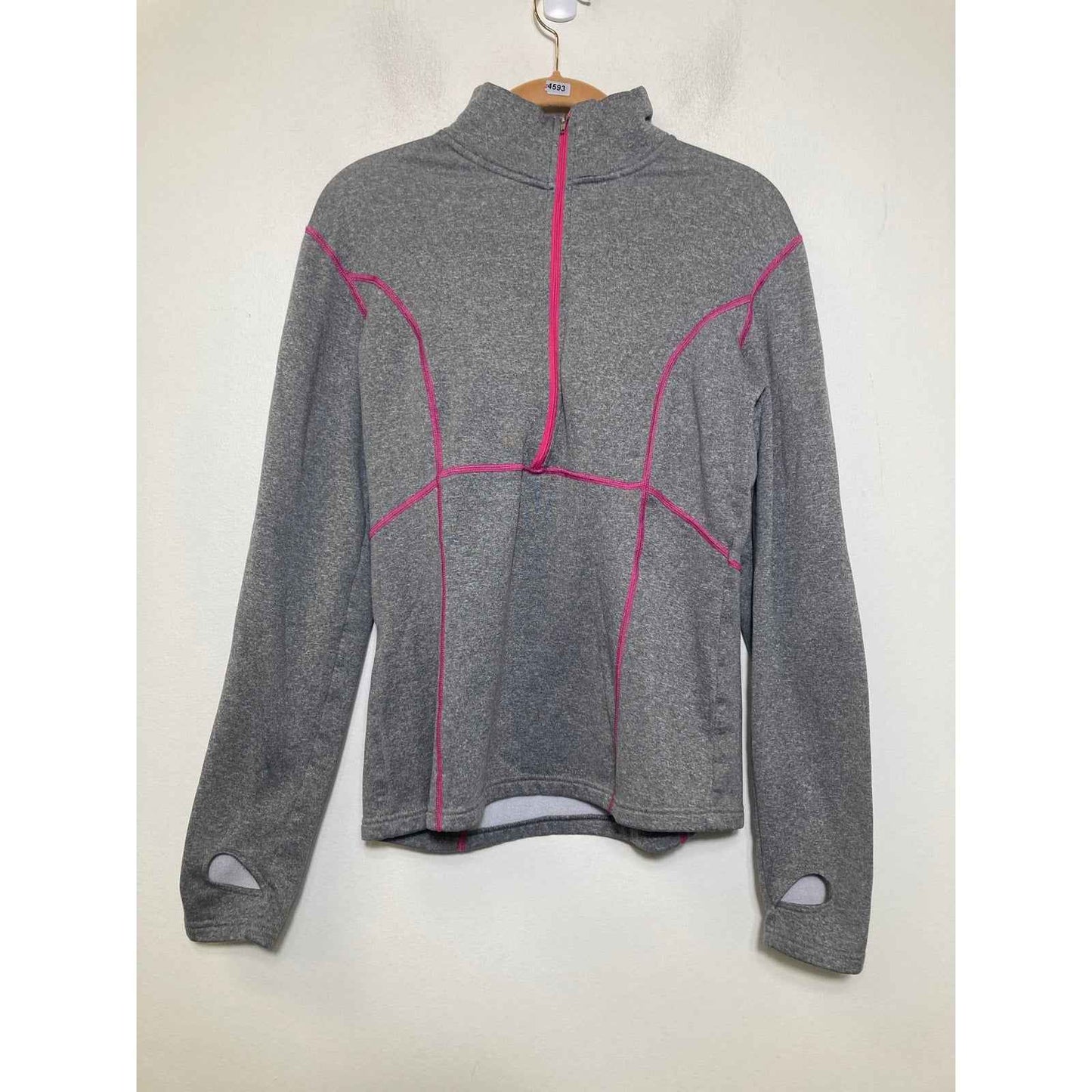 Obermeyer Gray with Pink Detailing Long Sleeve Athletic Pullover Sz M