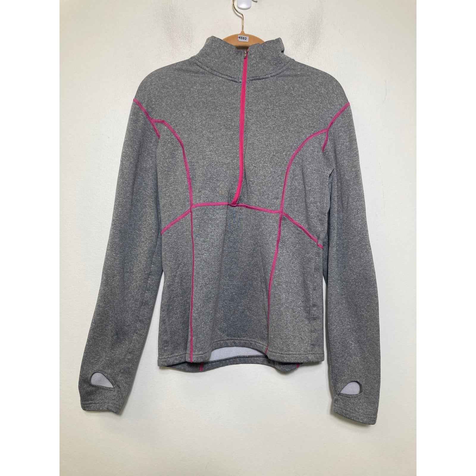 Obermeyer Gray with Pink Detailing Long Sleeve Athletic Pullover Sz M