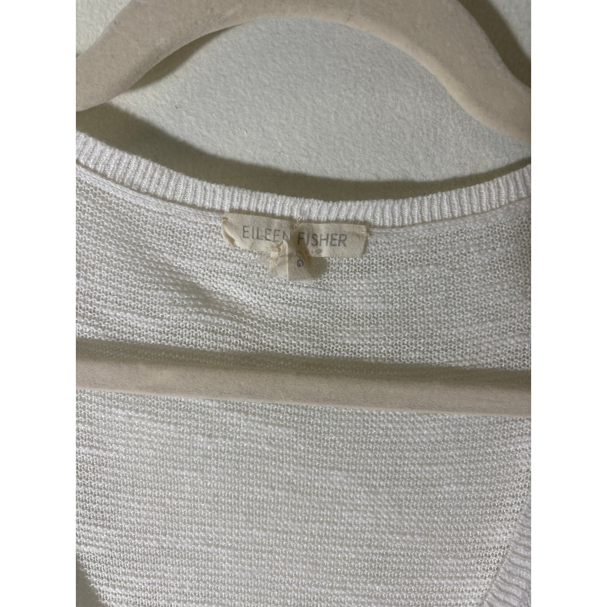 Eileen Fisher White Gauzey Lightweight Sweater Sz L