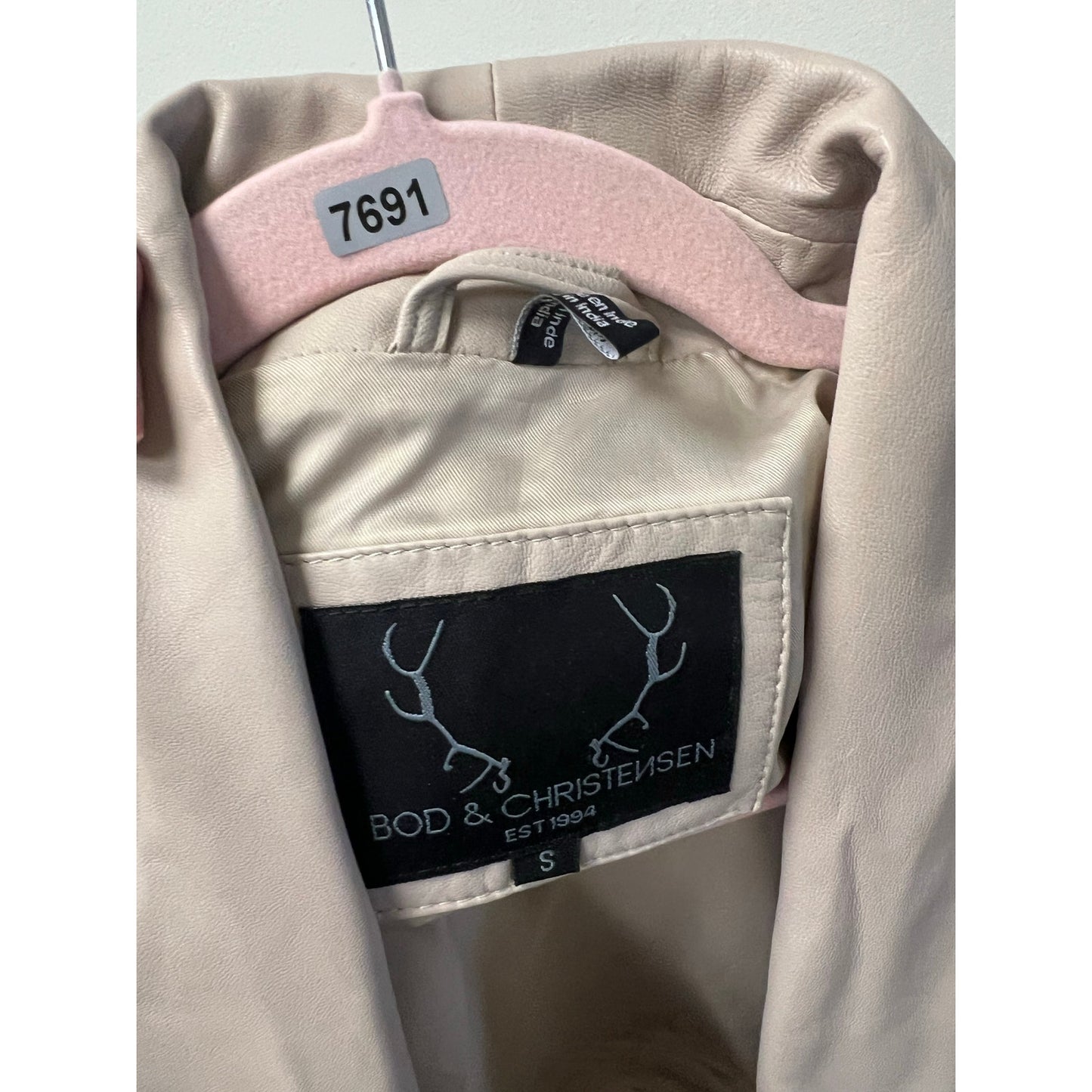 BOD & CHRISTENSEN Tan Leather Jacket Sz S