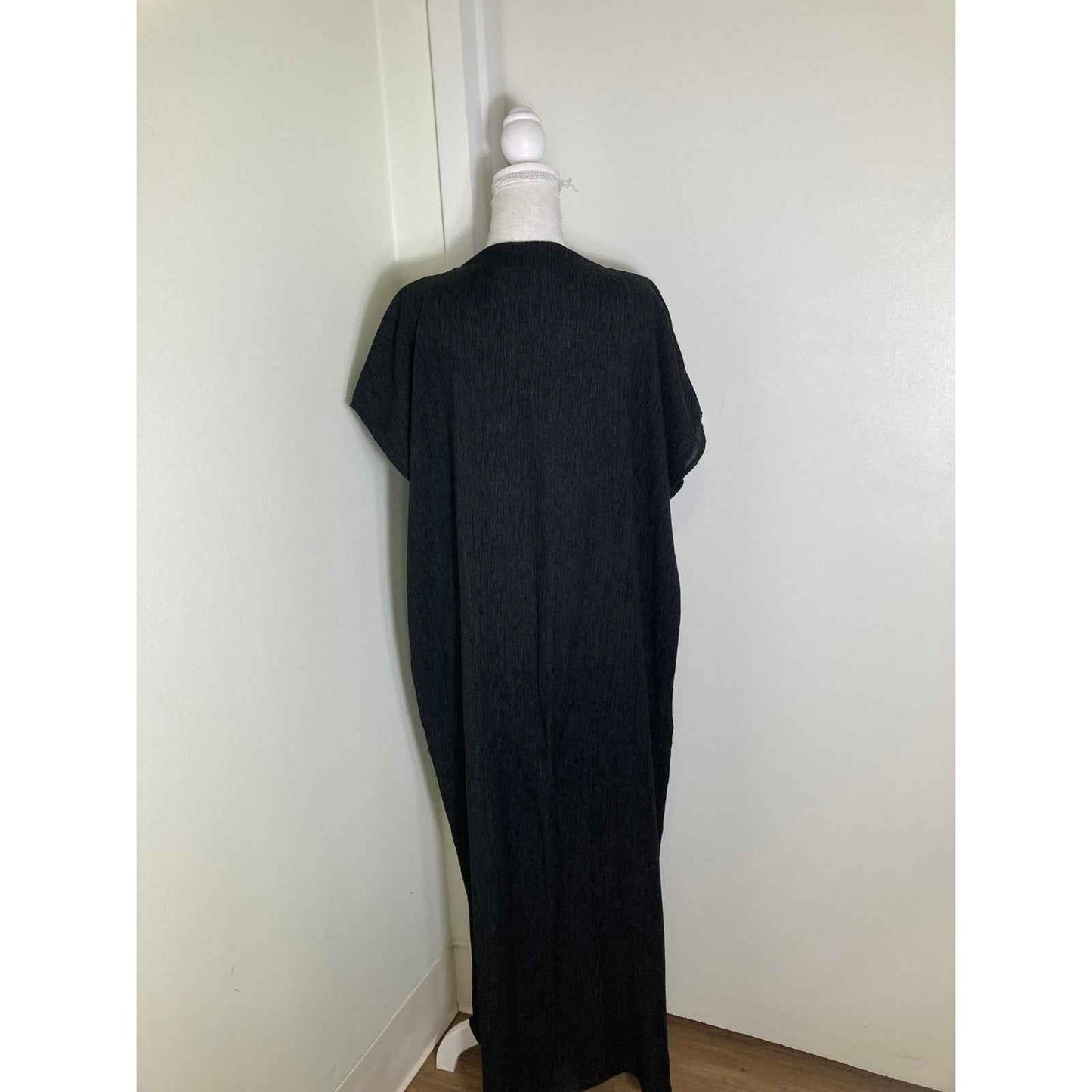Cos Black Crinkle Maxi Dress Sz 6