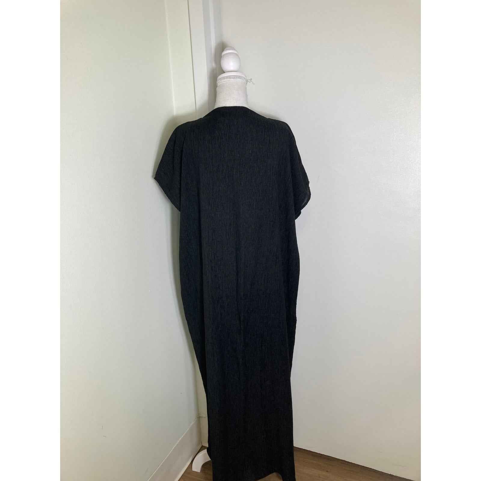 Cos Black Crinkle Maxi Dress Sz 6