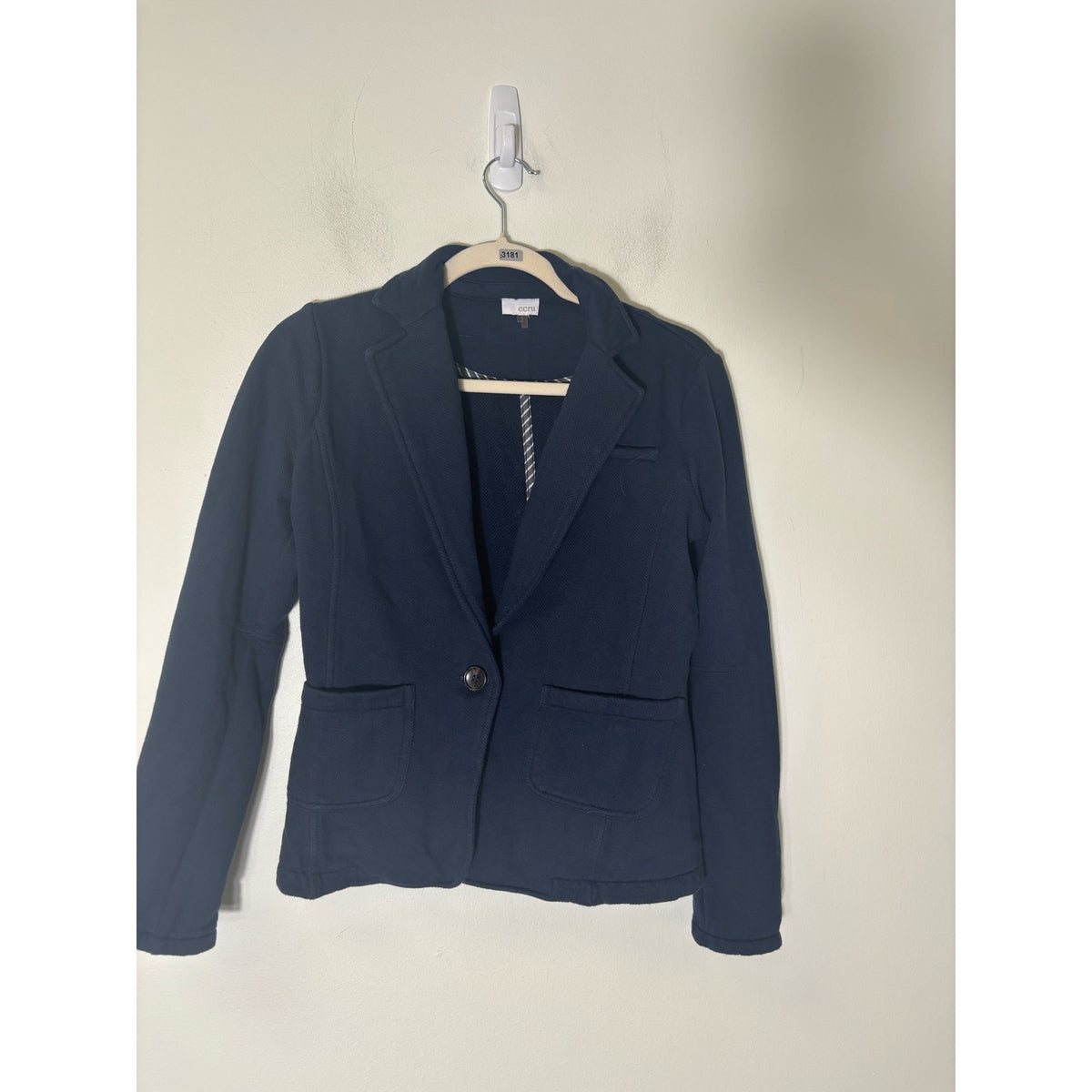 Ecru Navy Sweatshirt Jacket Sz XS