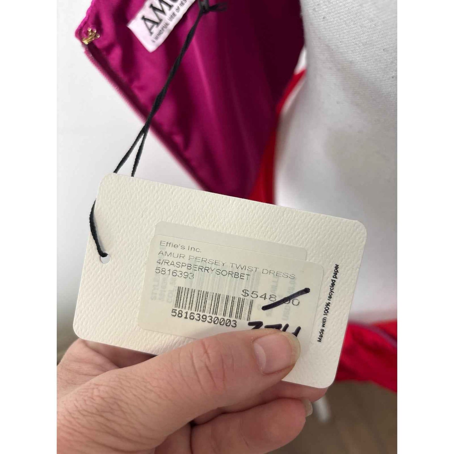 NWT AMUR Pink Persey Twist Dress in Raspberry Sorbet Sz 4