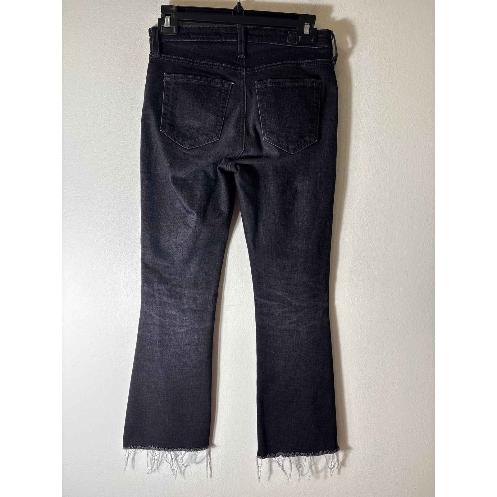 AG Jodi Crop High Rise Slim Flare Crop Black Denim Sz 25