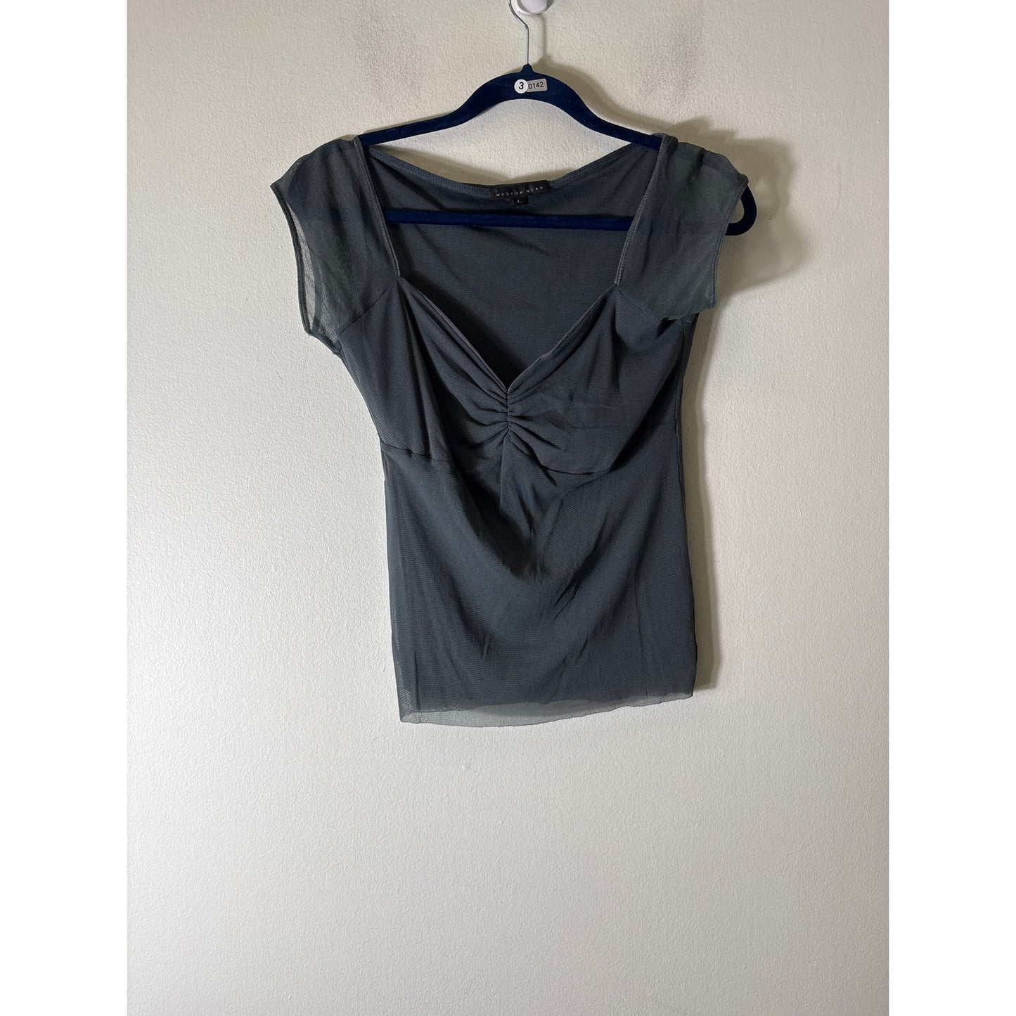 Weston Wear Gray Mesh Sweetheart Shirt Sz L