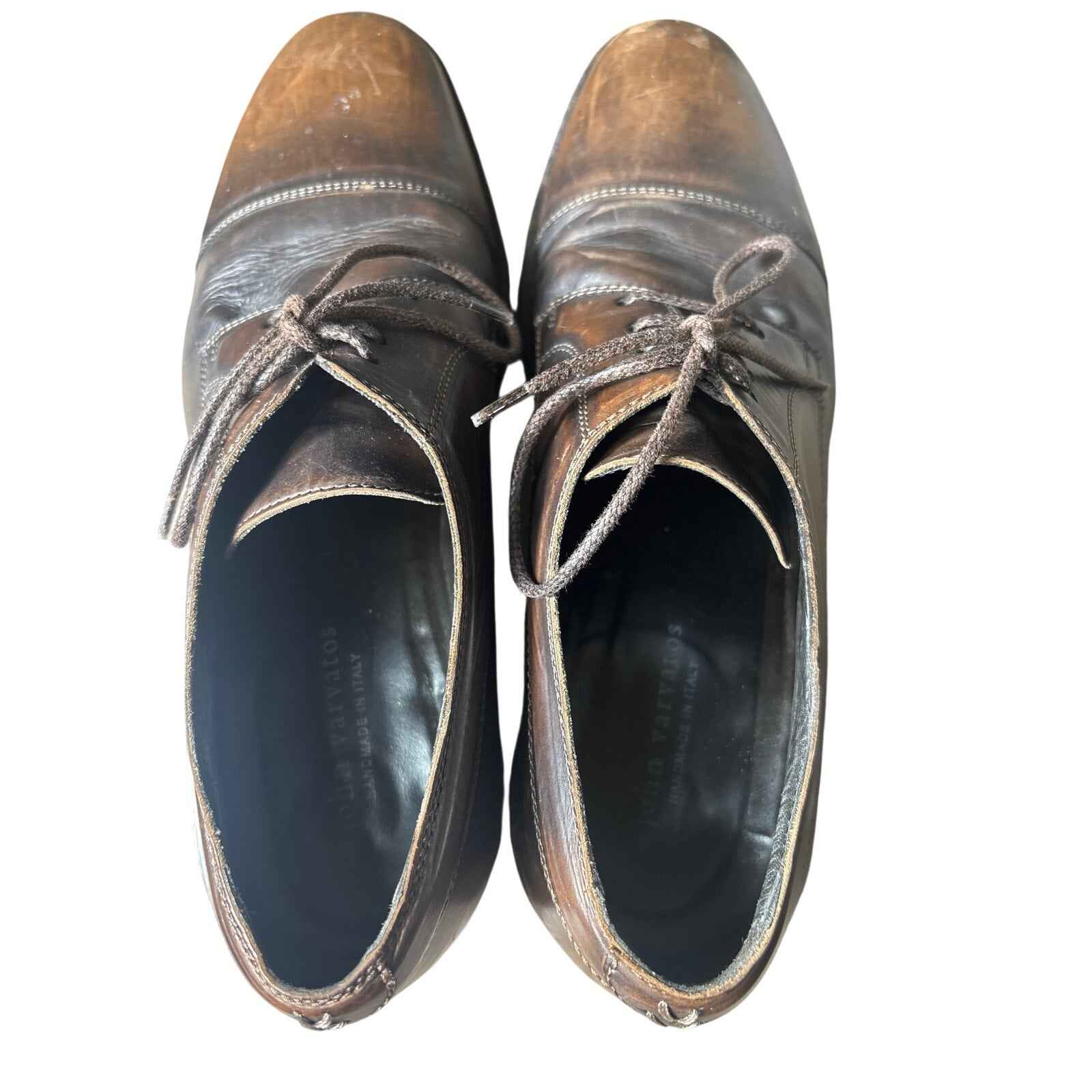 Mens John Varvatos Brown Leather Made in Italy Dress Shoes Sz 9