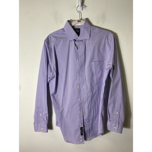 Jos A Bank Traveler Shirt Tailored Fit Sz 15-34 purple plaid.