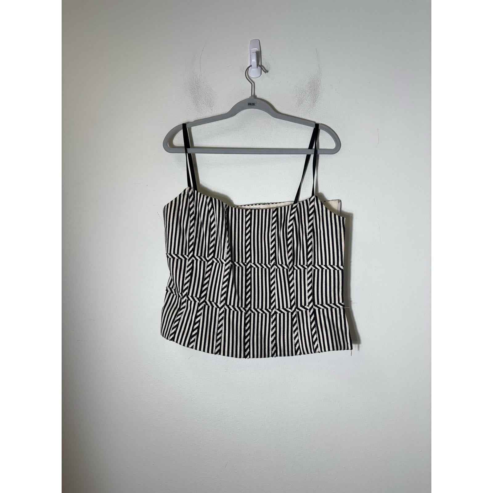 Carlisle Black White Stripe Cotton Silk Blend Halter Top Sz 12