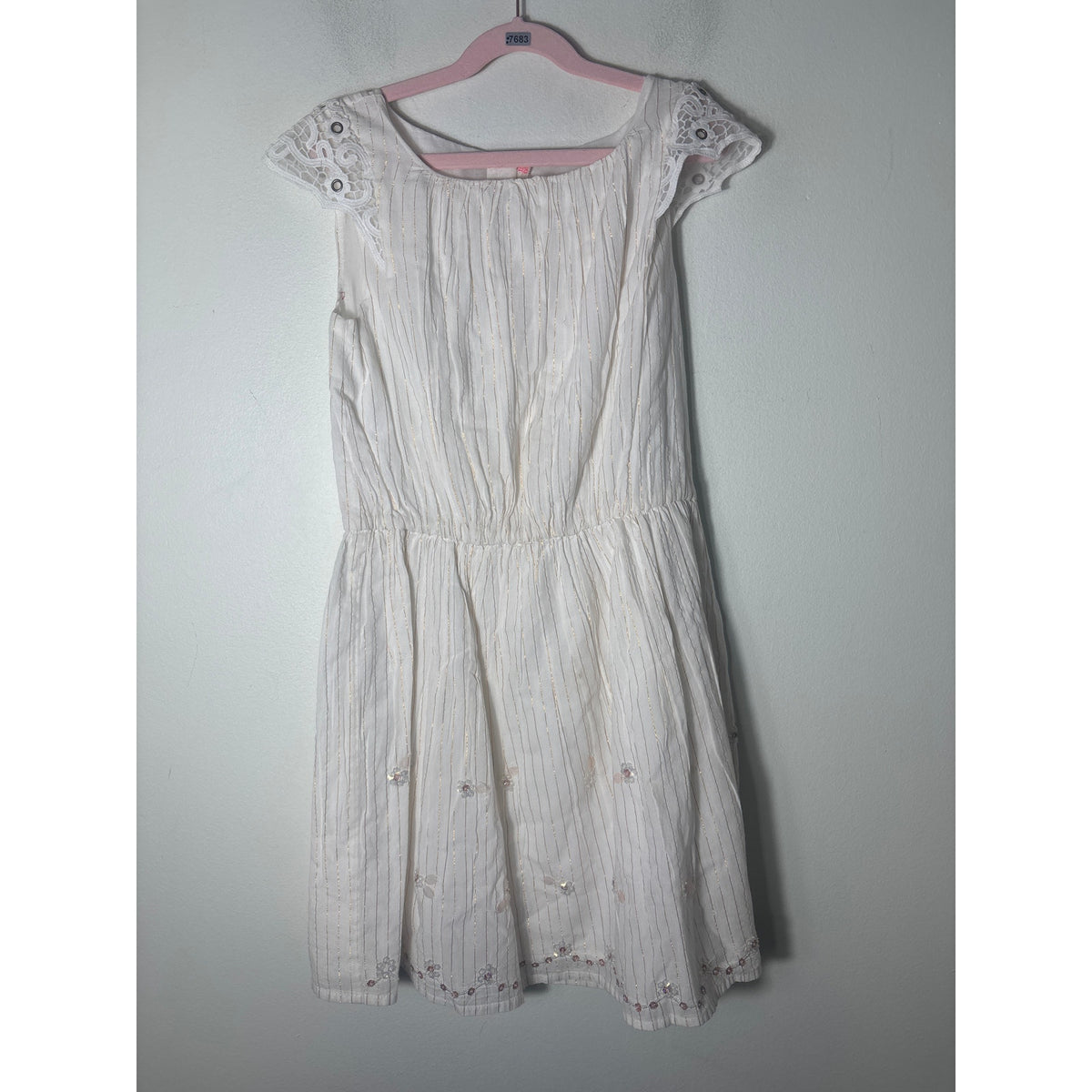Girls Billie Blush My Lovely Dress Off White Cap Sleeve Dress Sz 12