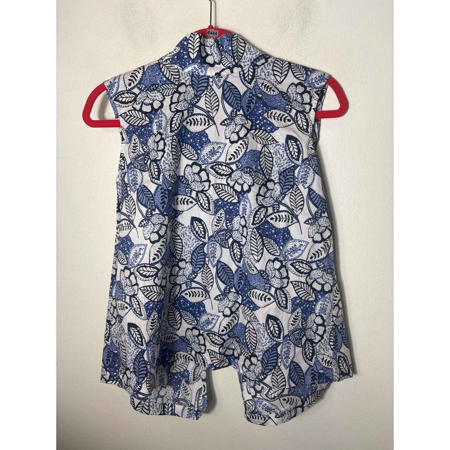 Buru Blue Leaf Mod Neck Sleeveless Top Sz XS